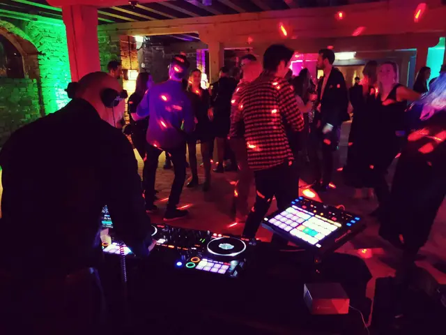 Crowd and decks at a club night